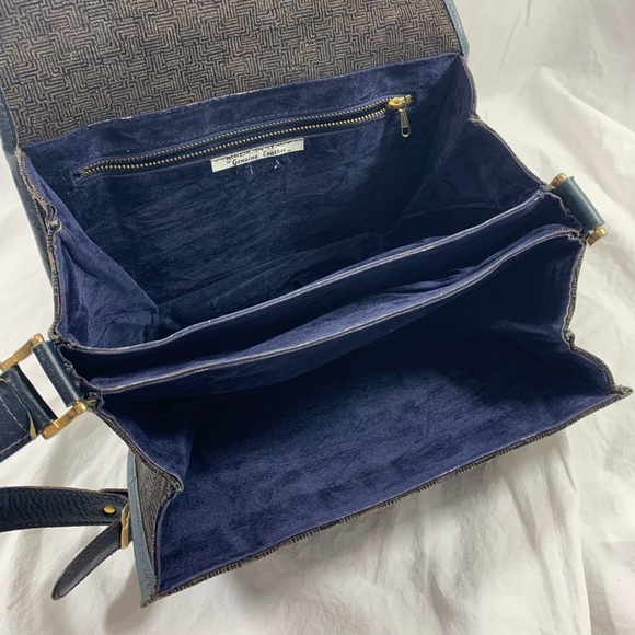Genuine vintage LANVIN suede and leather  blue grey flap shoulder bag purse - Picture 15 of 15